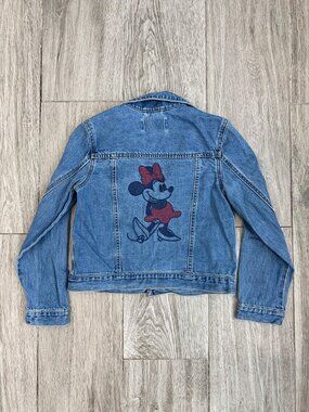 EUC GapKids x Disney Minnie Mouse Denim Jacket Embroidered Jean Jacket size L